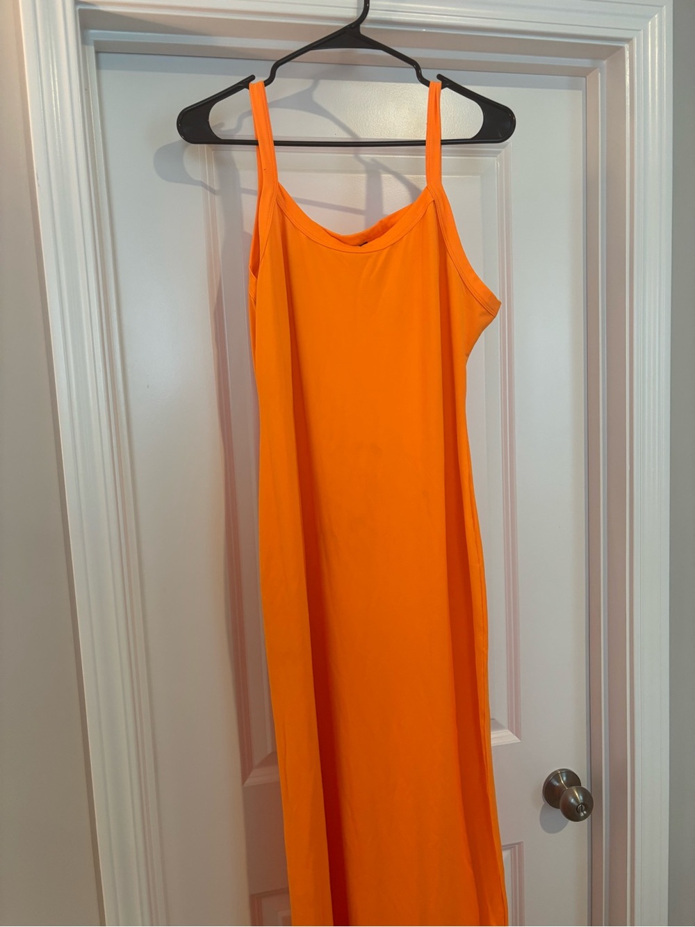 Sleek Orange Maxi Slip Dress for Women